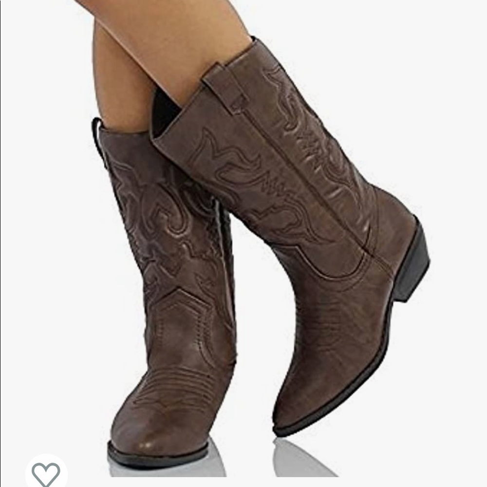 Womens Stylish Comfortable Closed Toe Cowgirl Mid Calf Boots